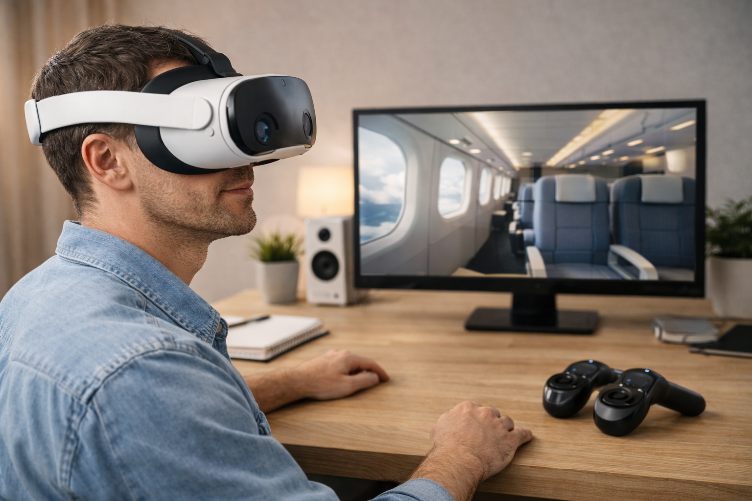 Paziente con visore di realtà virtuale durante una sessione per il trattamento delle fobie